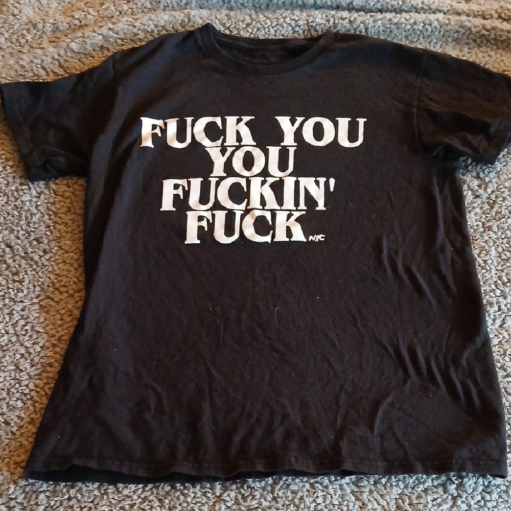 Black Graphic T-Shirt with Bold Text